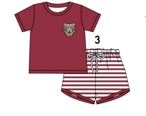 Preorder (moq 5)Baby Boys Wine wildcats Team Top Short Team Clothes Sets