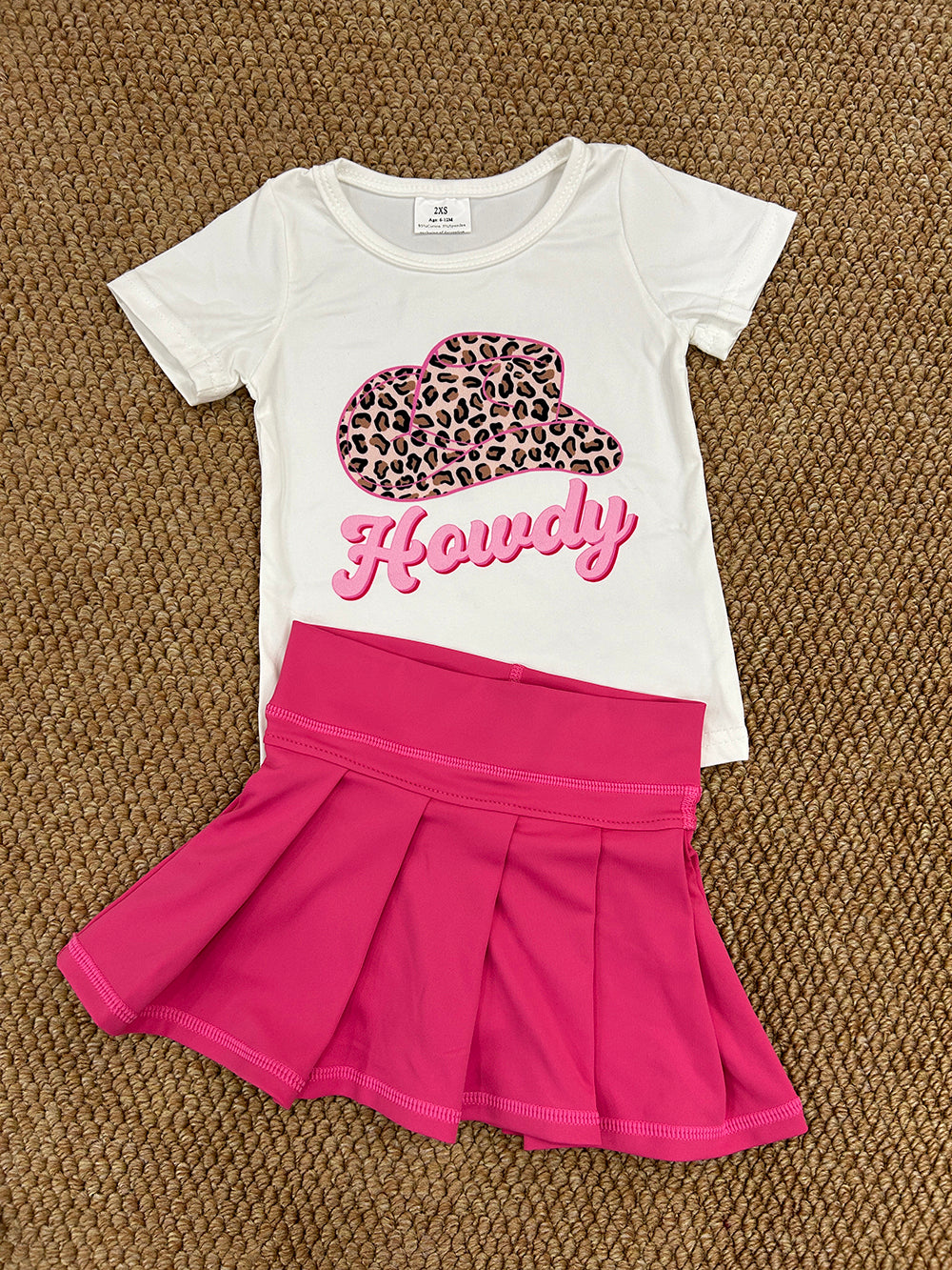 Baby Girls Western Howdy Shirt Hotpink Pleated Skorts Yoga Active Sets