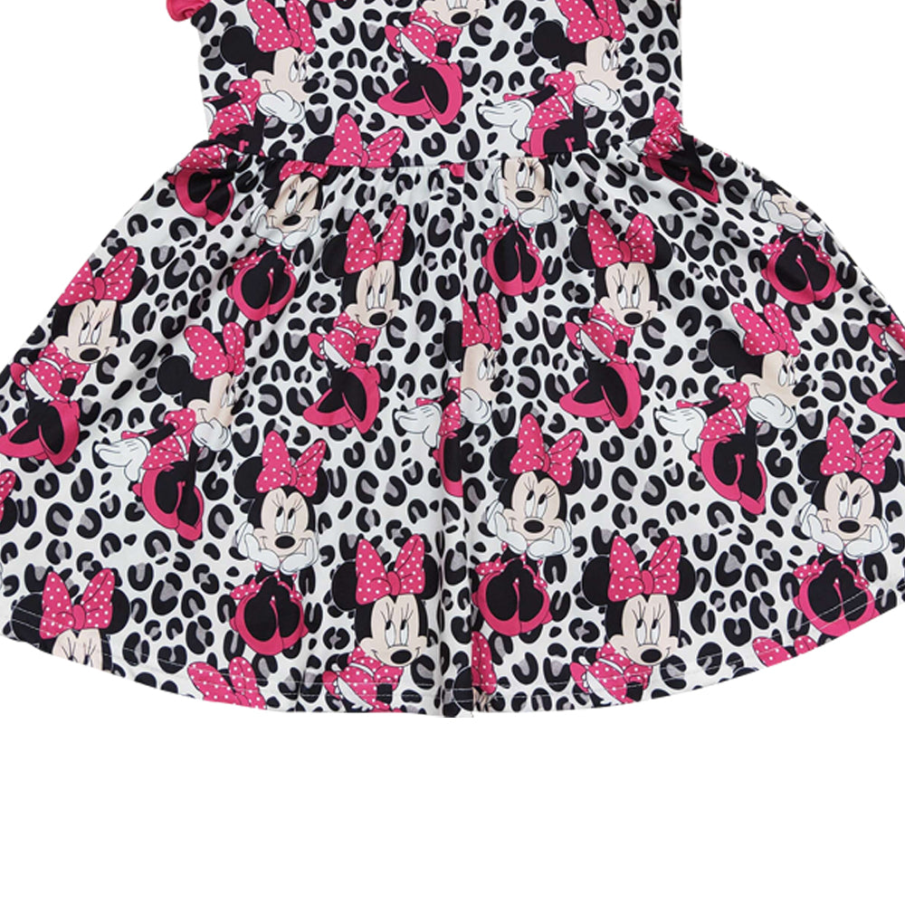 Baby Girls Leopard Cartoon Mouse Knee Length Dresses