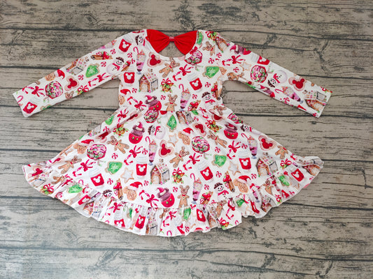 Baby Girls Cartoon Christmas Ruffle Dresses