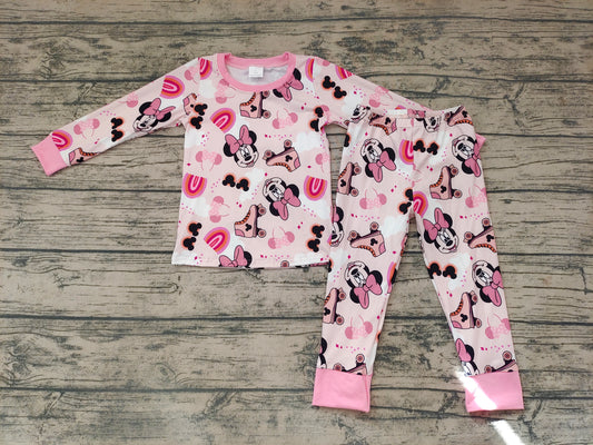 Baby Girls Cartoon Pink Pajamas Clothes Sets