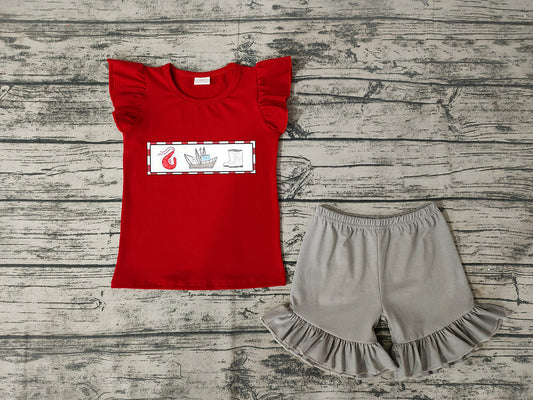 Baby Girls Lobster Boats Ruffle Summer Shorts Sets
