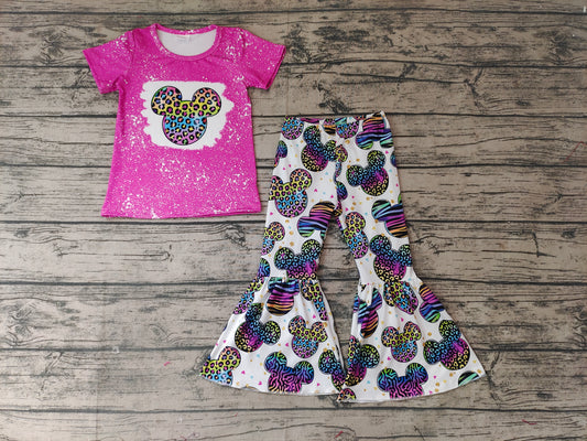Baby Girls Cartoon Mouse Colorful Bell Pants Clothes Sets