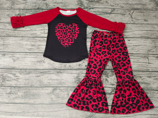 Baby Girls Valentines Heart Leopard Bell Pants sets