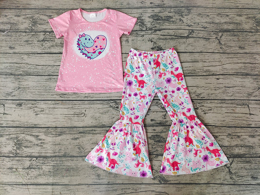 Baby Girls Dinosaur Valentines bell pants sets