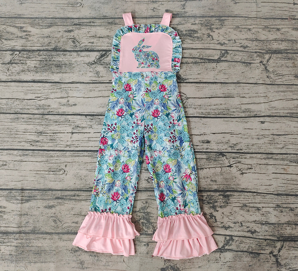 Baby girls Easter Rabbit ruffle jumpsuits rompers