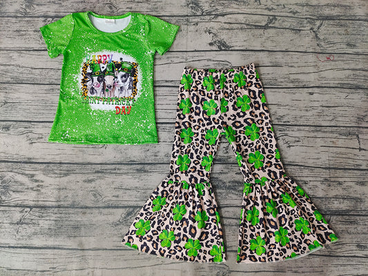 Baby Girls St Patric Day Cow Bell Pants sets