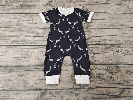 Baby Infant Black Cow Western rompers