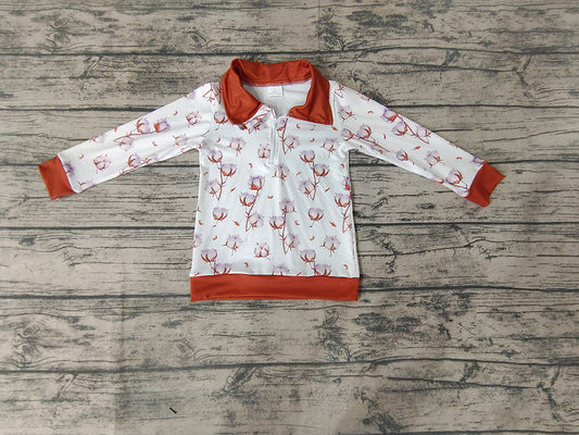 Baby Boys White Pullover Zip Long Sleeve Shirts