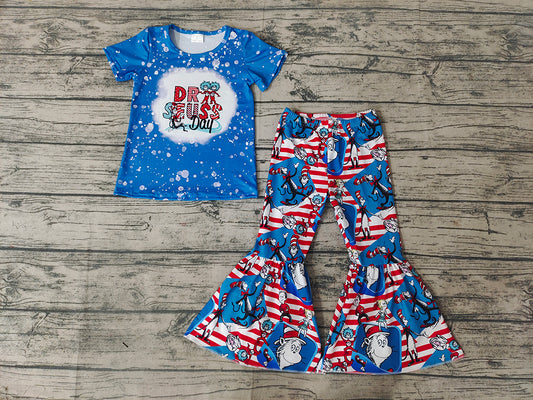Baby Girls Cartoon Reading Bell Bottom Pants clothes sets