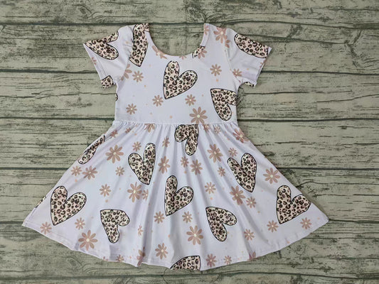 Baby Girls Leopard Purple Hearts knee length dresses