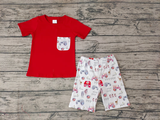 Baby Boys Red Farm Pockets Shorts Sets