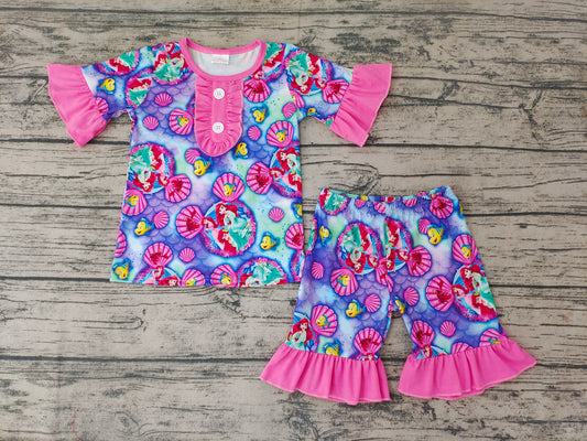 Baby Girls ruffle mermaid shorts sets