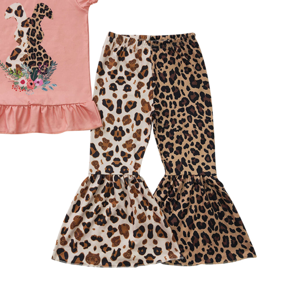 Baby Girls Easter Pink Rabbit Bell Pants Clothes Sets