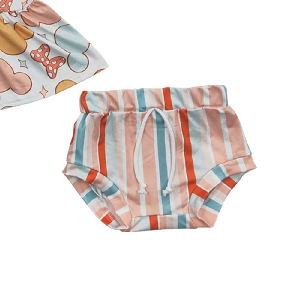Baby Girls Cartoon Summer Stripe Bummie Sets
