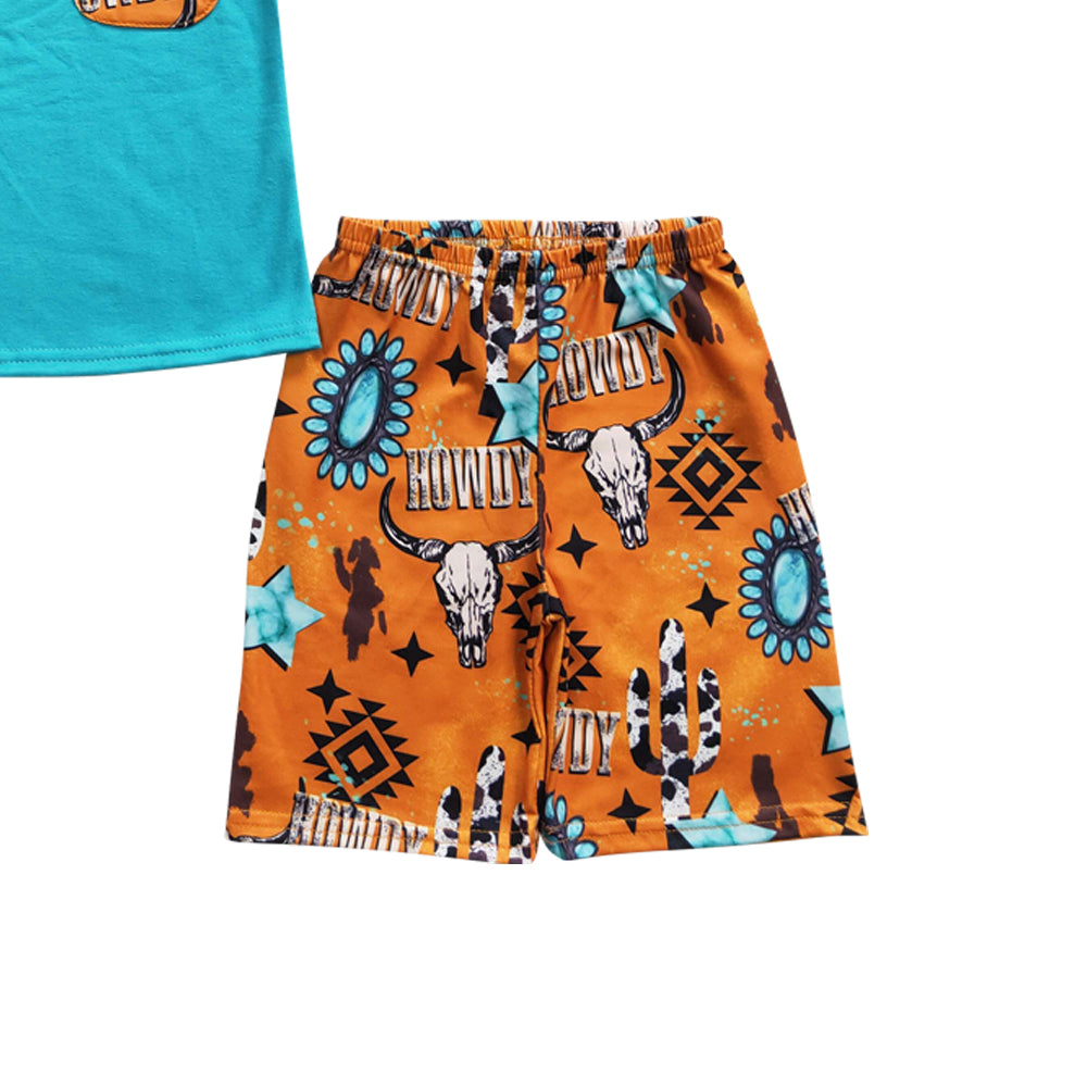Baby Boys Summer Western Cow Pockets Shorts Sets