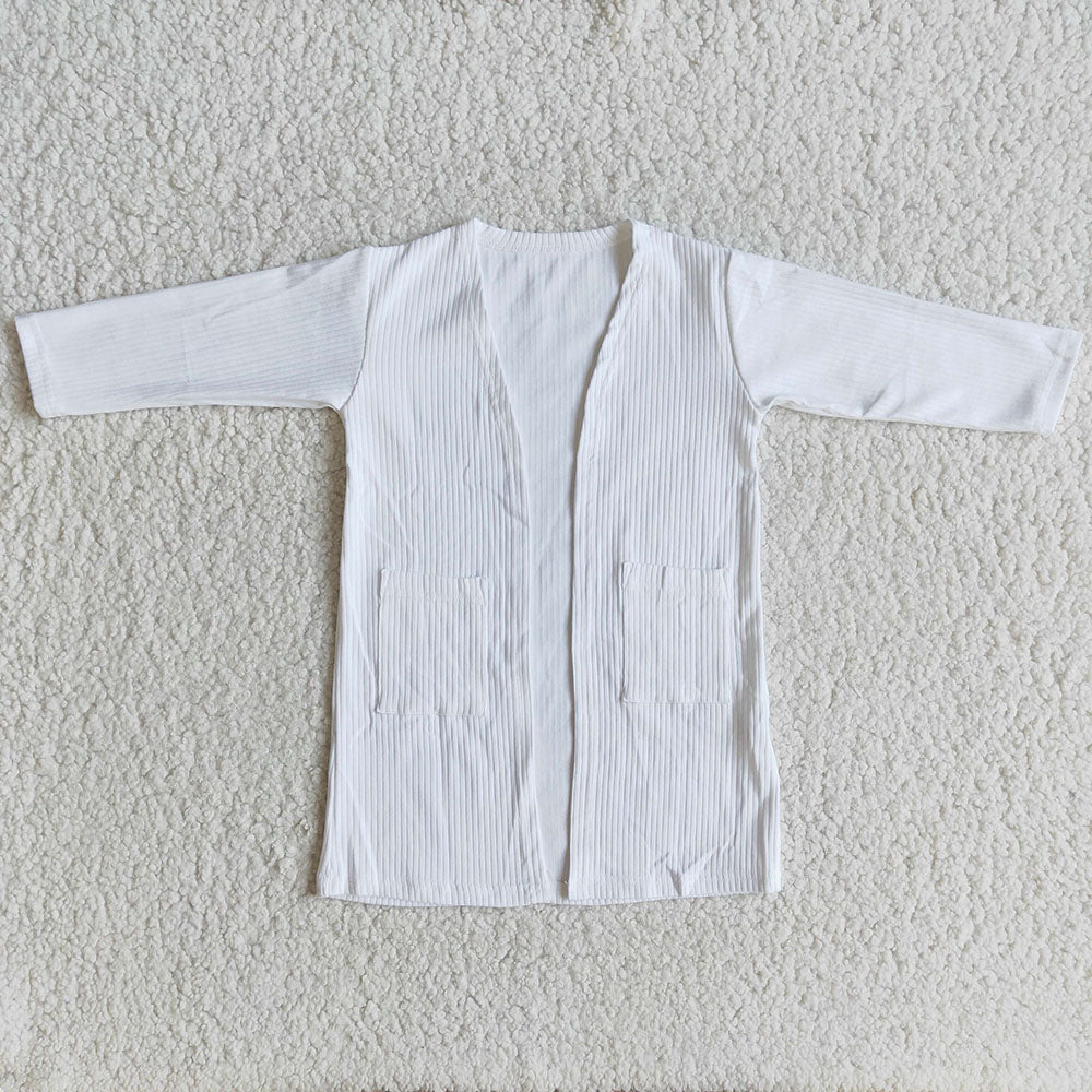Baby Girls pocket spring Long Sleeve Cardigan 2-white