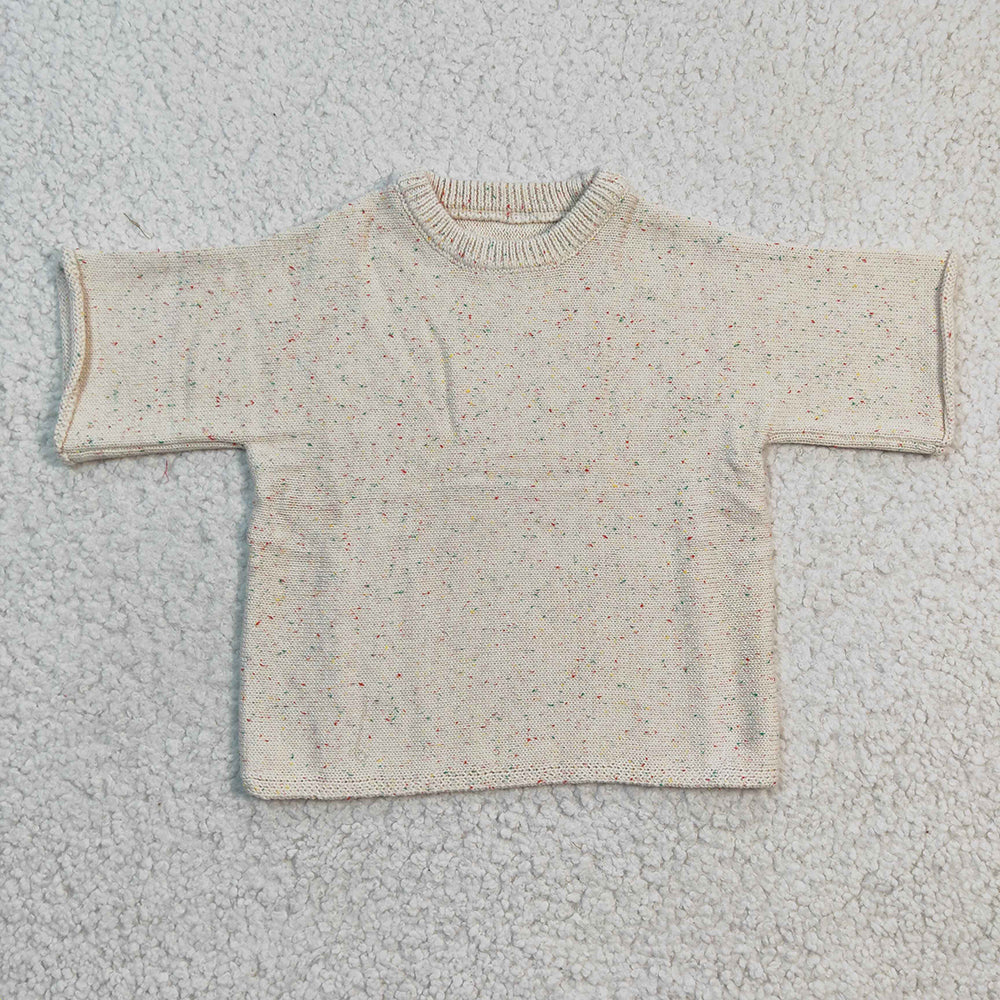Baby Girls White Colorful Dots Short Sleeve Sweater Tops