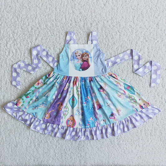Baby Girls Blue Sister Movie Twirl Cartoon Dresses