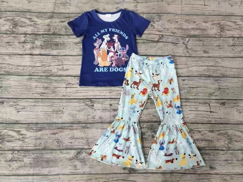Cartoon dog blue shirt bell sets