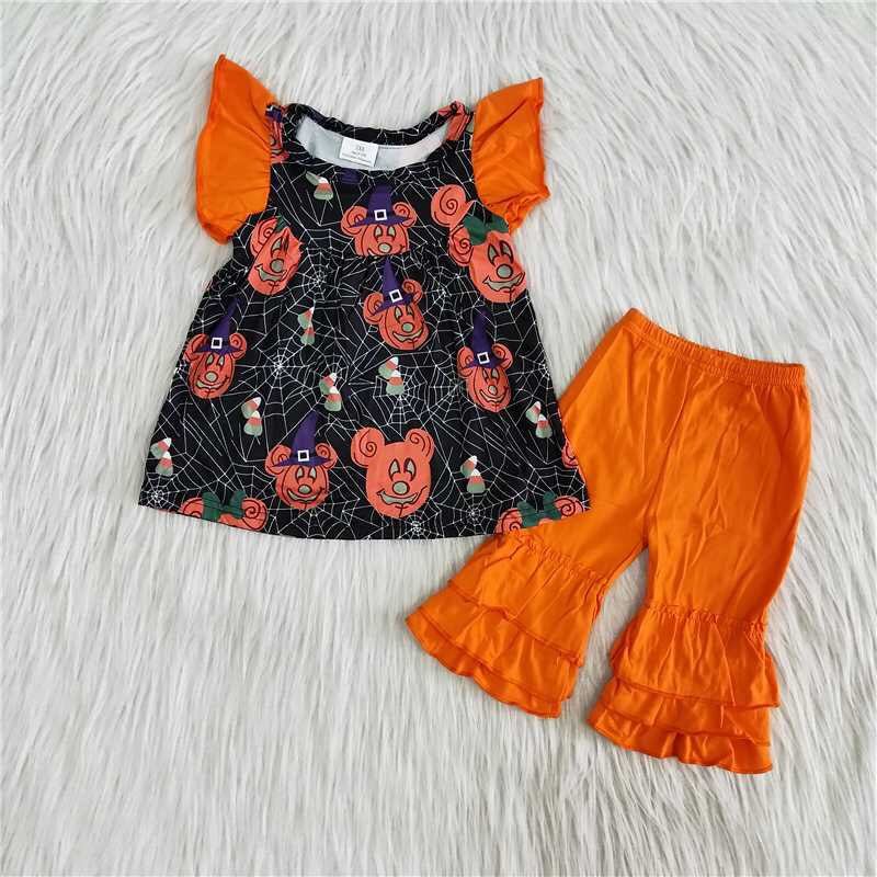 Halloween orange cartoon set