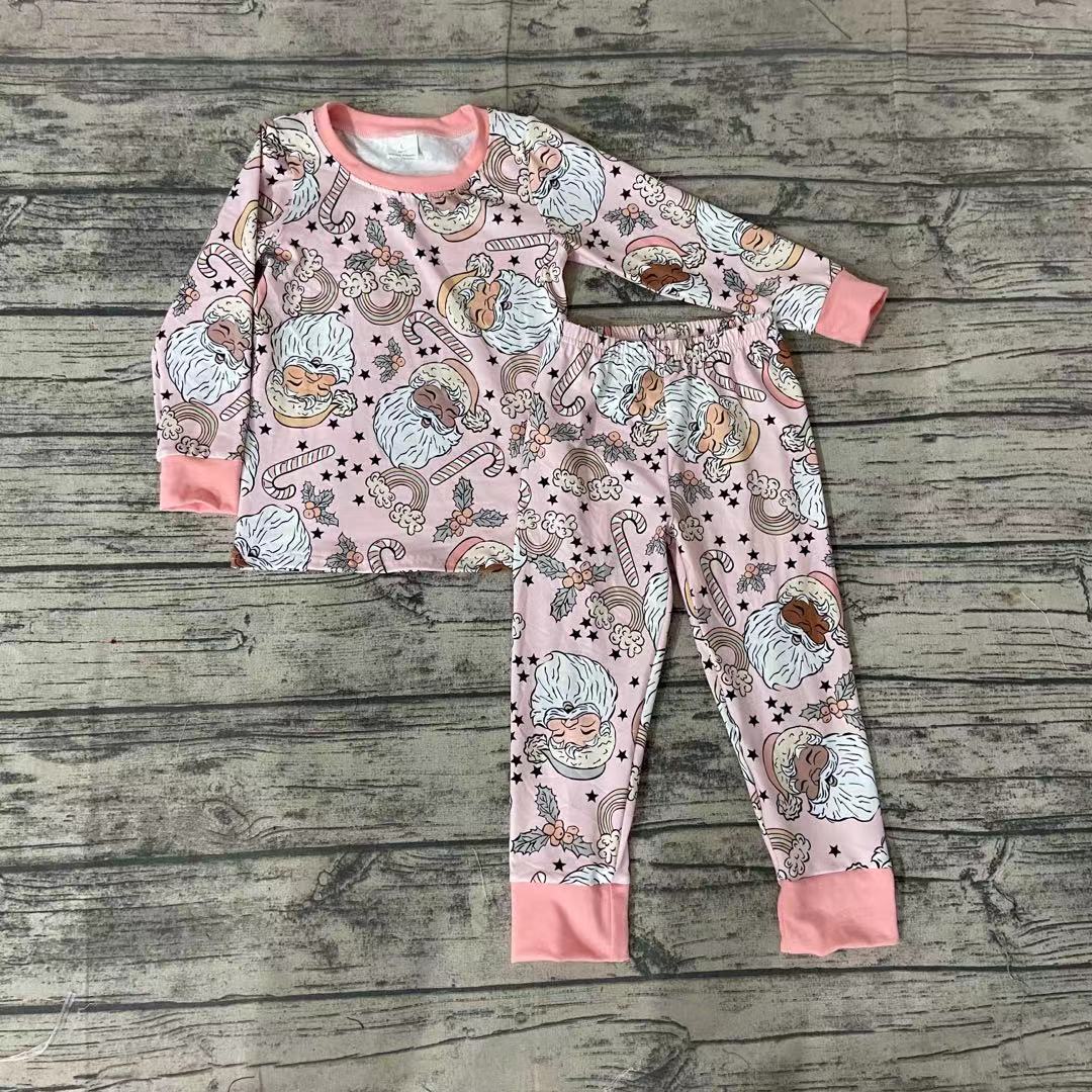 Girls pink santa pajamas