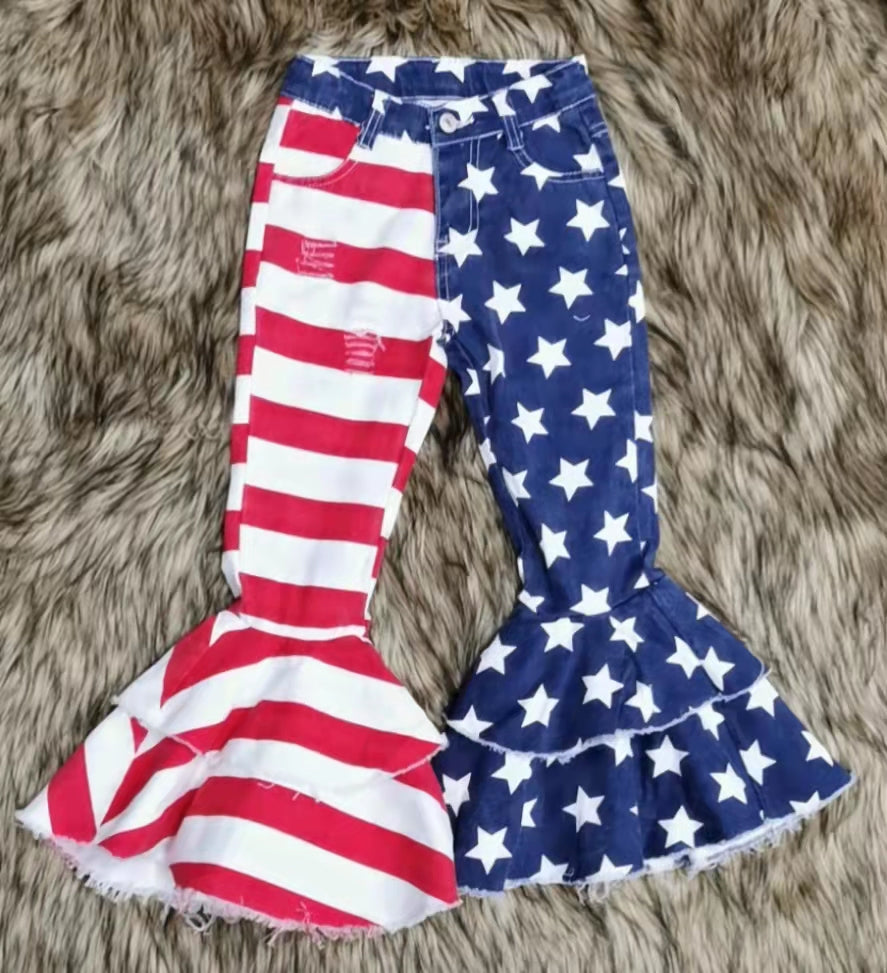 Girls Star Stripe Denim Jeans Pants