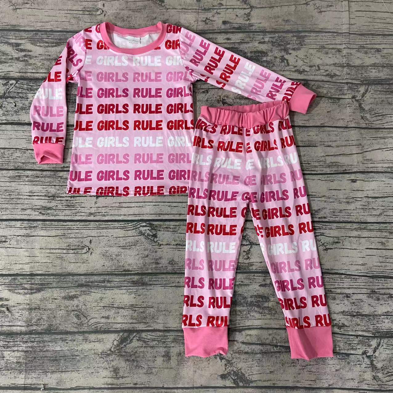 Baby Girls pink Valentines pajamas sets 3