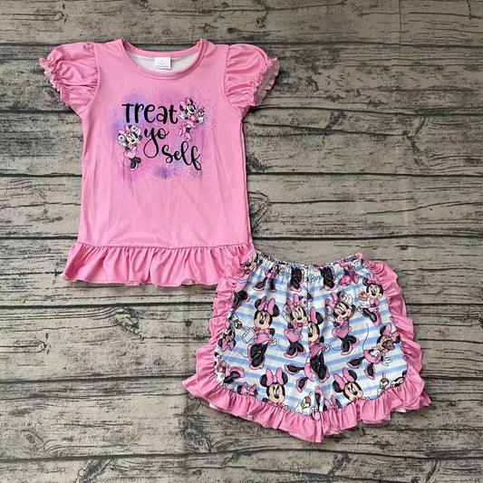 Baby girls pink treat yourself shorts sets