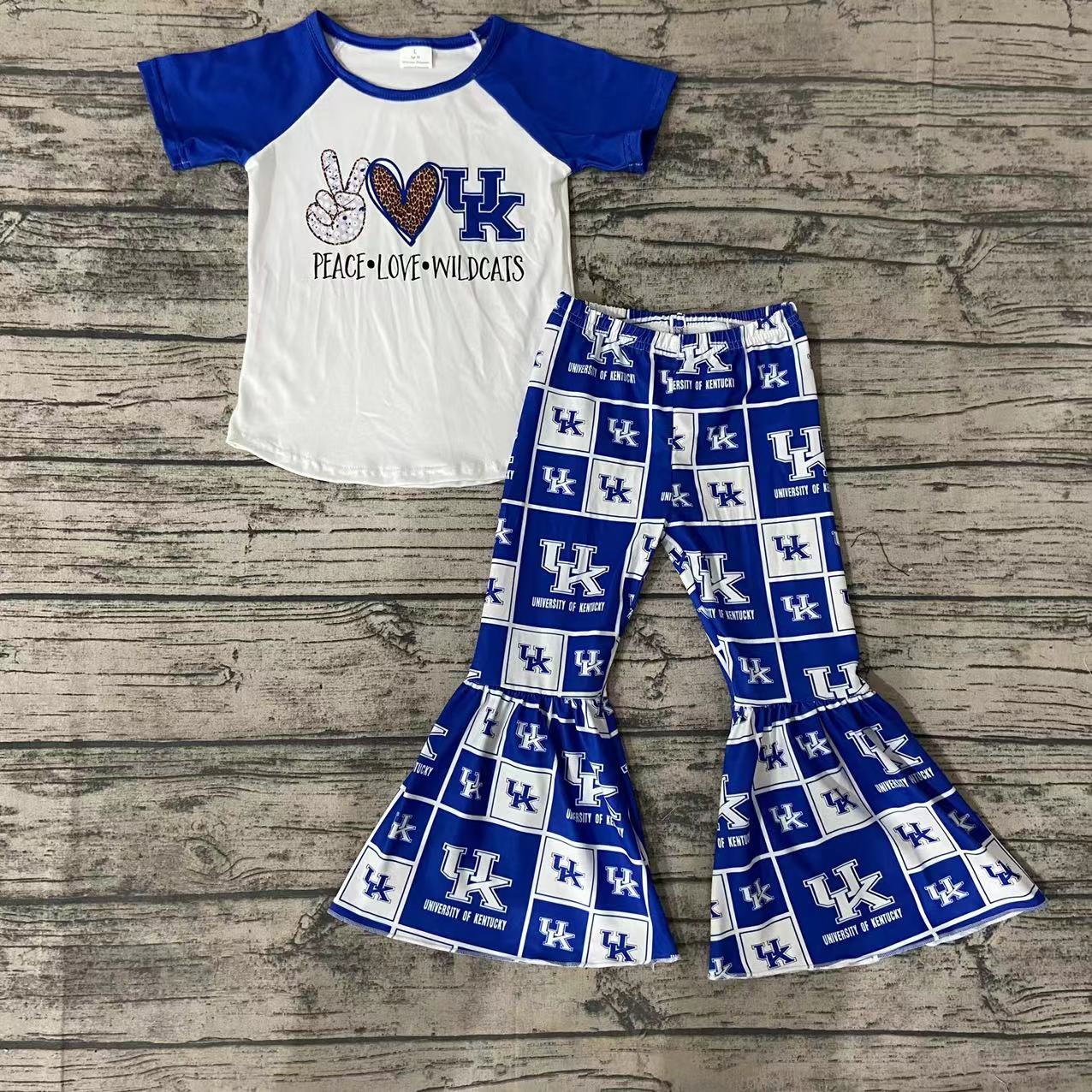 Baby girls team design blue color bell pants sets
