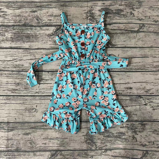 Baby girls blue floral summer strap Jumpsuits