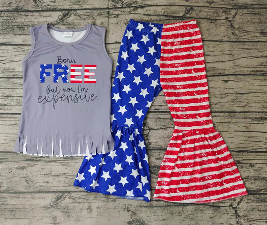 Baby Girls 4th of July star bell pants sets