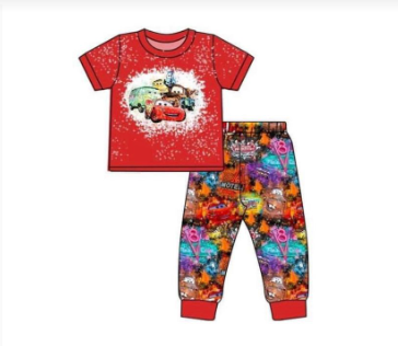Baby boys racing red car legging sets