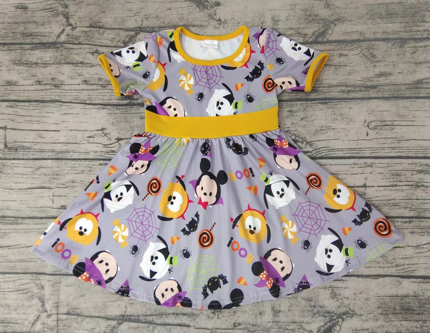 Baby girls Halloween waist cartoon knee length dresses