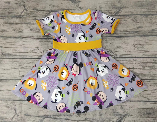 Baby girls Halloween waist cartoon knee length dresses