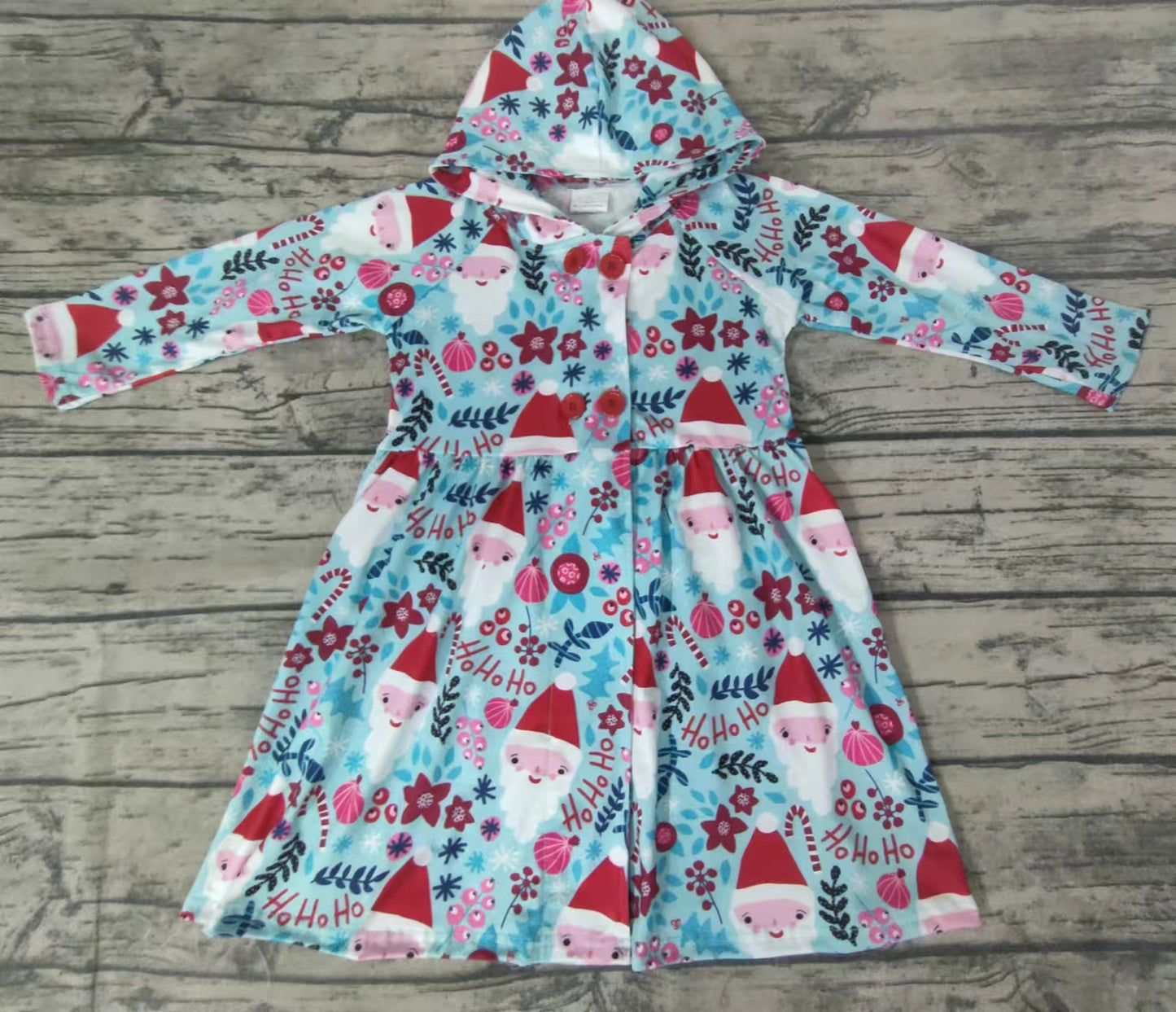 Baby girls hooded Christmas santa long sleeve dresses