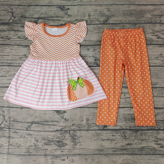 baby girls flutter sleeve tunic legging fall pumpkin sets
