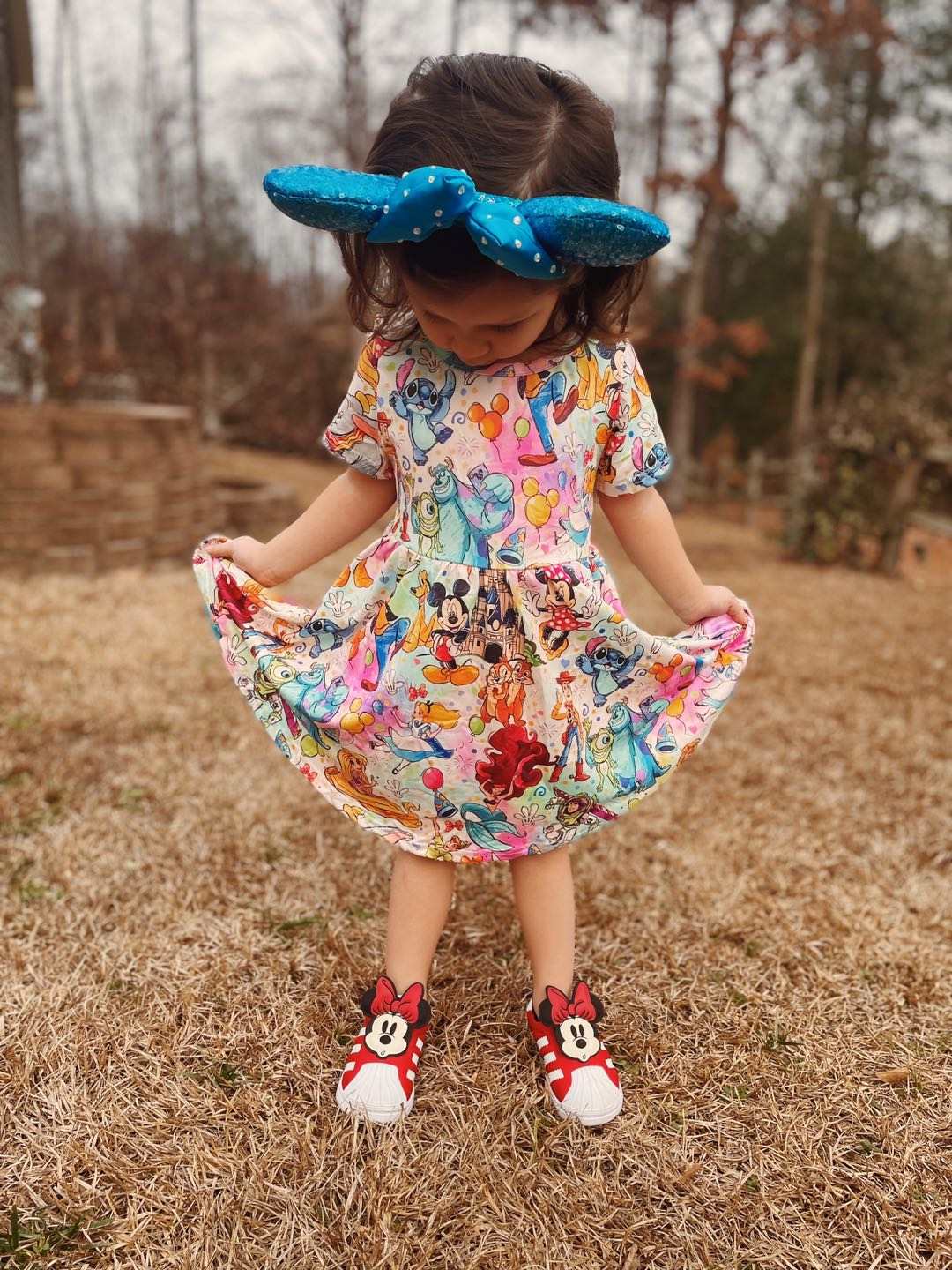 Pink cartoon characters dress