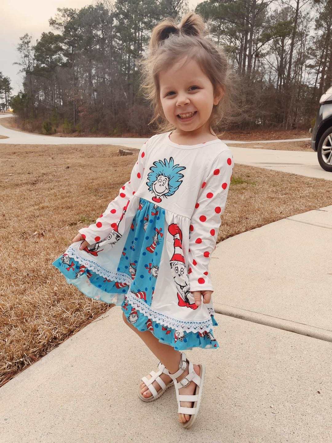 Baby Girls Dr Cat Long Sleeve Spring Twirl Dresses