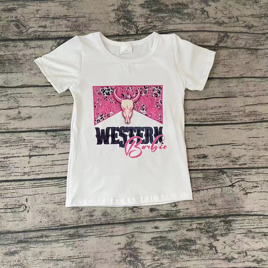Baby Girls Cow Western Doll Short Sleeve Shirts Tops