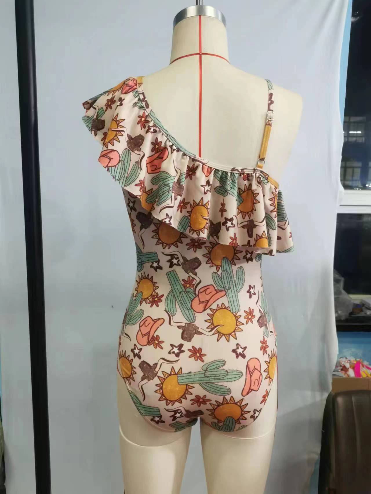 Baby Girls Summer Western Cactus One Piece Swimsuits