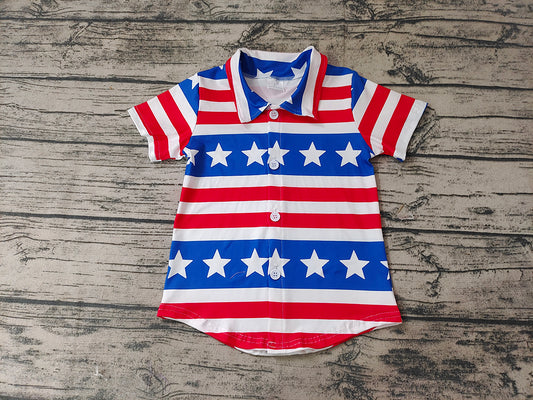 Baby Boys Kids 4th of July Star Stripes Button Ups Shirts Tops