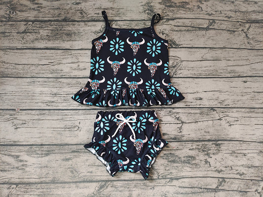 Baby Girls Turquoise Western Cow Bummie Clothes Sets