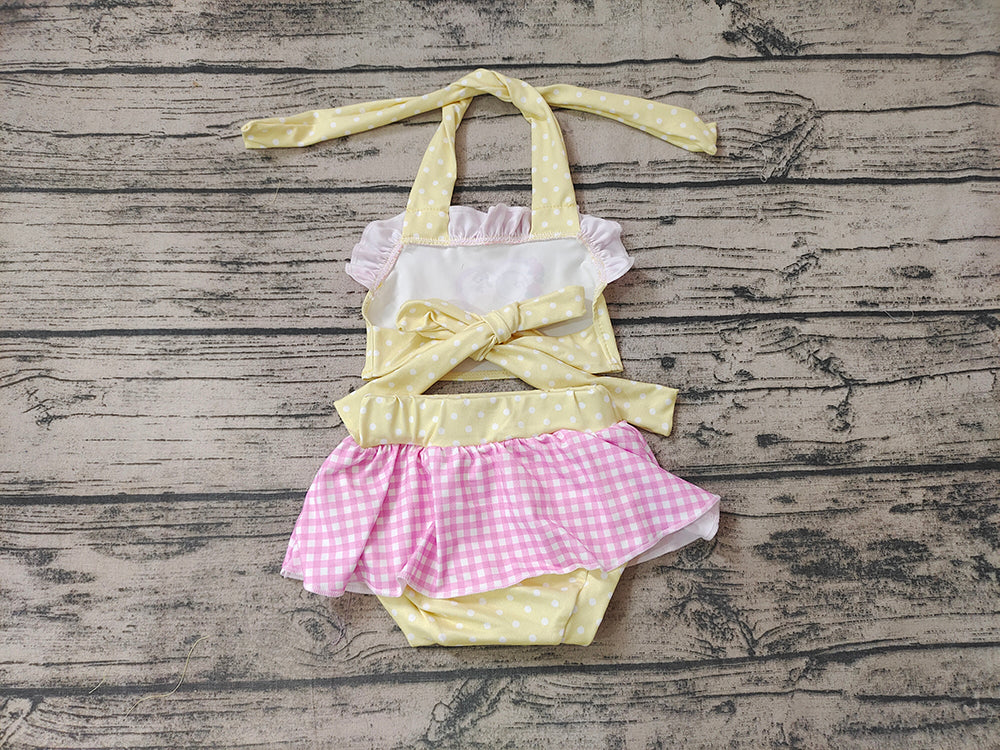 Baby Girls Princess Yellow Tie Back Tow Pieces Swimsuits