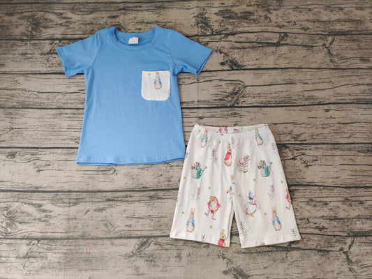 Baby Boys Easter Rabbit Pocket Tops Shorts Clothes Sets