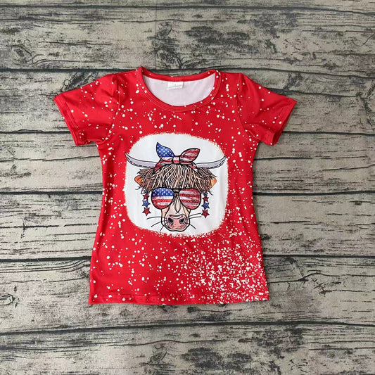 Baby Girls Cow 4th of july Shirts Tops