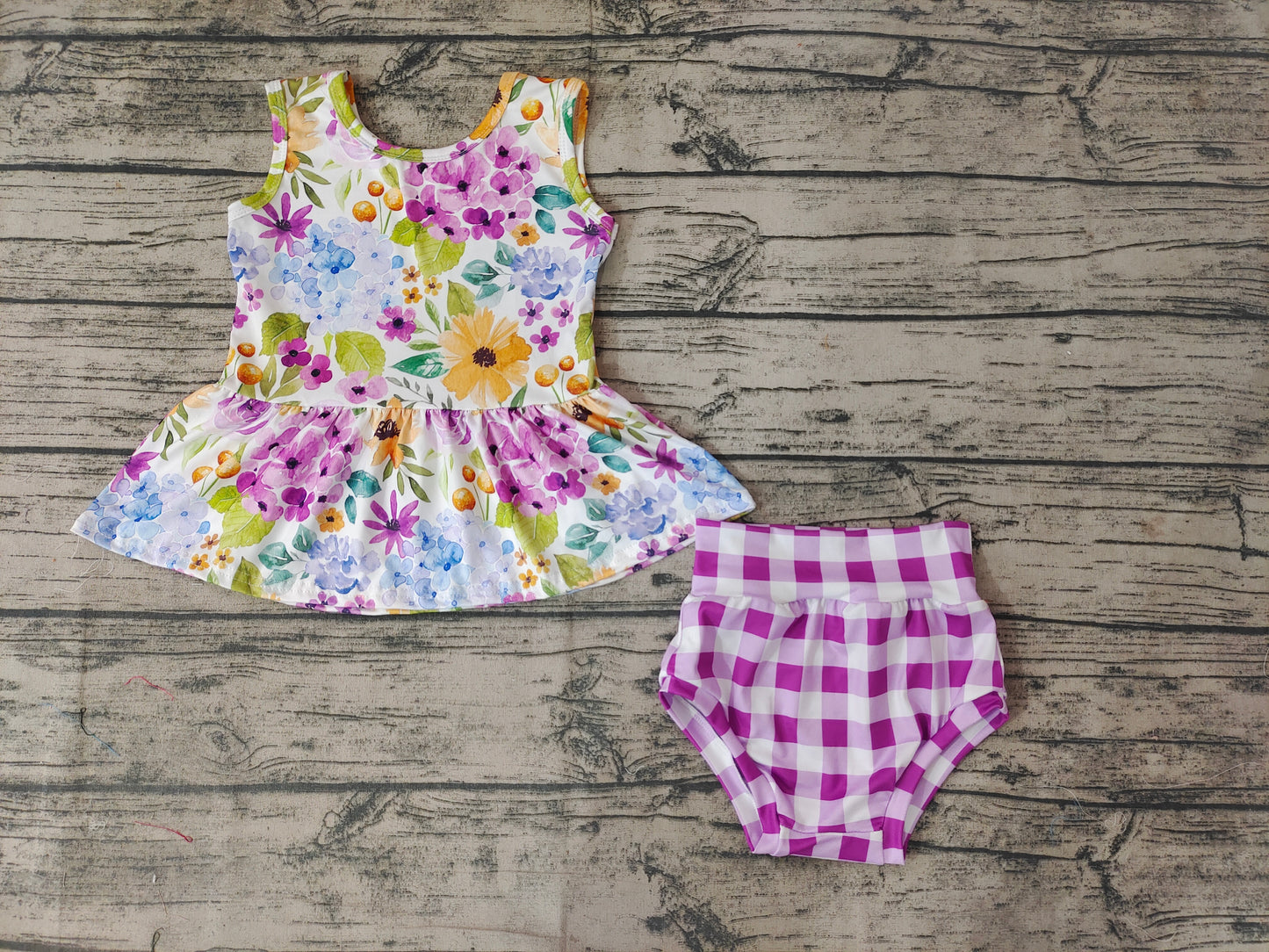 Baby Kids Purple Flower Bummie Sets