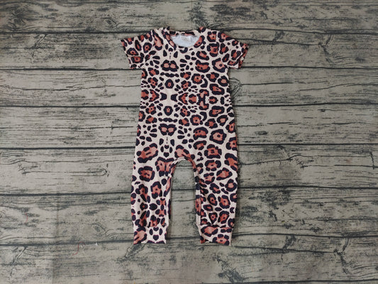 Baby Girls Leopard Short Sleeve Summer Rompers