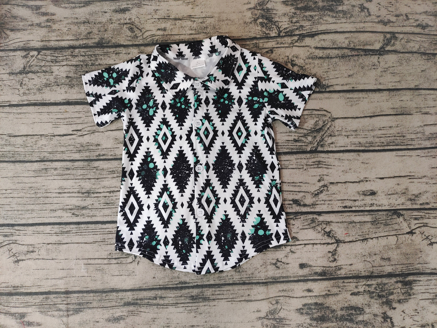 Baby Boys Aztec Blue Short Sleeve Shirts Tops