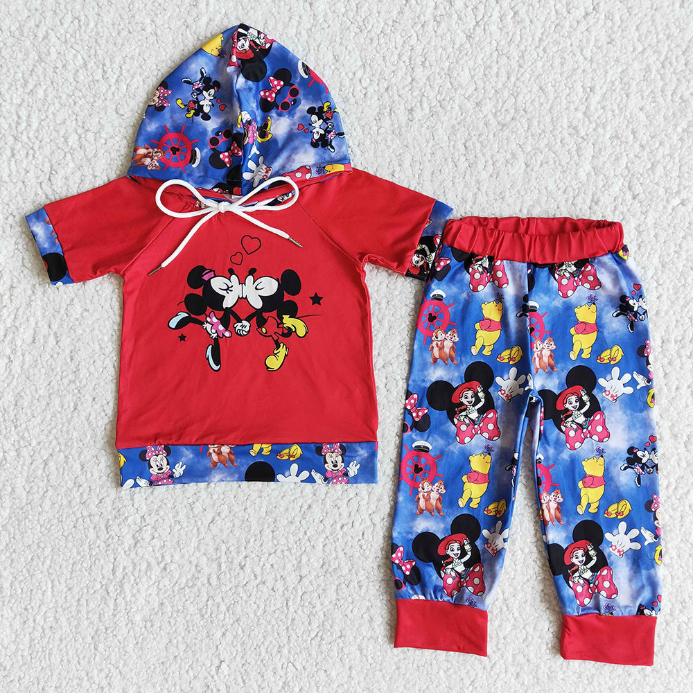 Cartoon red hoodie pants sets